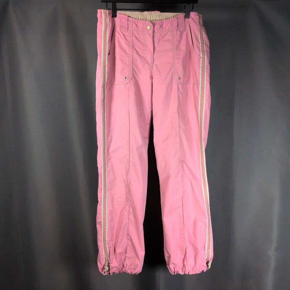 VTG Y2K Pink Cargo Athletic Lightweight Joggers Side Stripe Tangerine Brand Med